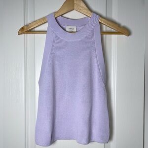 Aritzia Wilfred Purple Rib Knit Sleeveless Halter Crop Sweater Tank Top Size S